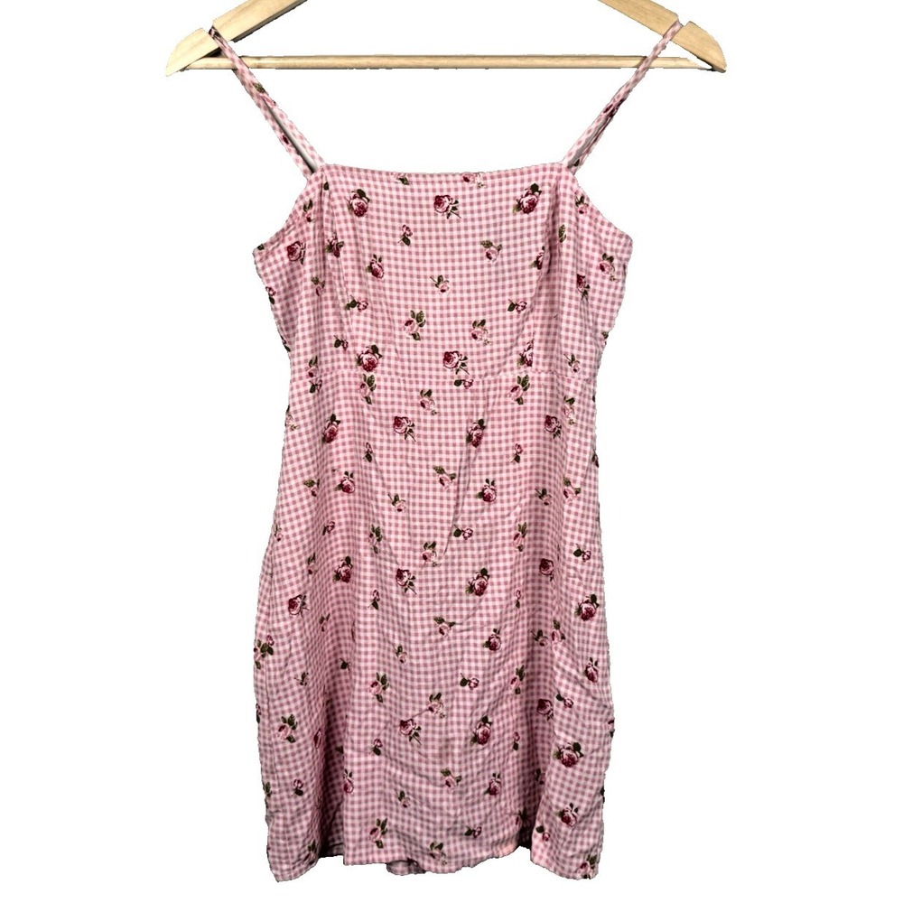 Forever 21 Pink Gingham Floral Mini Dress Cami Rose Coquette Cottagecore Small‎